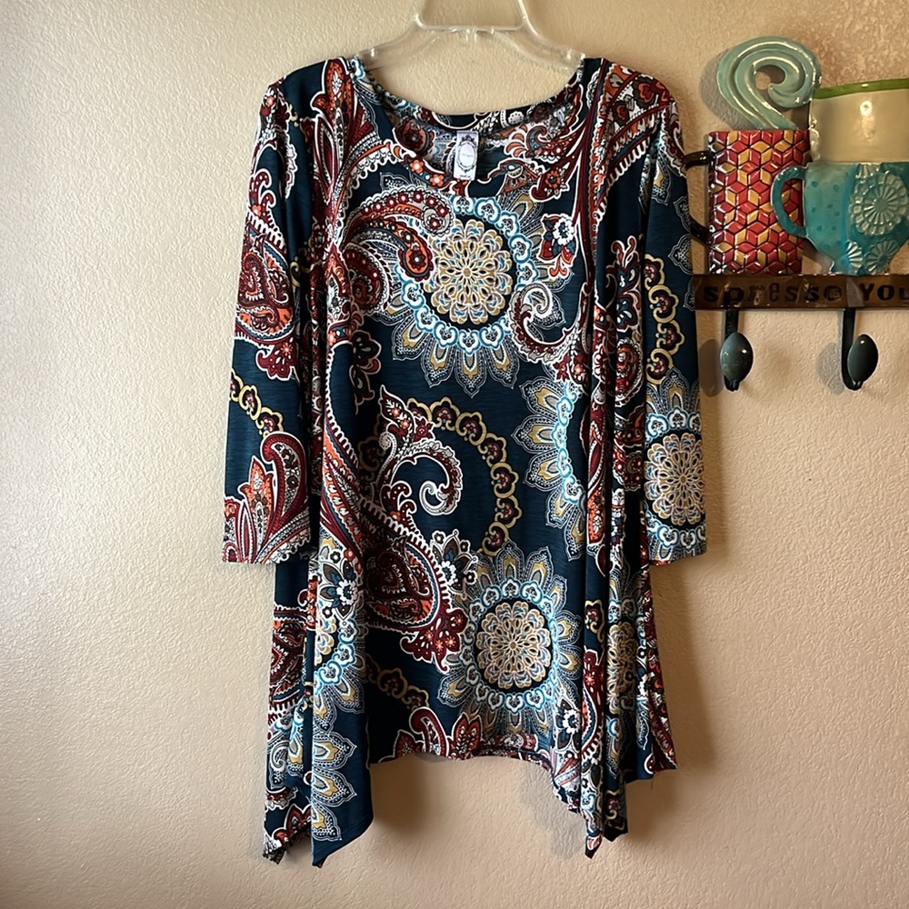 Womens Boutique Honeyme Large 3/4 Sleeve Tunic top